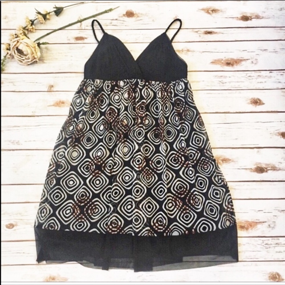 London Times Spaghetti Strap Circle Pattern Dress Size 8P